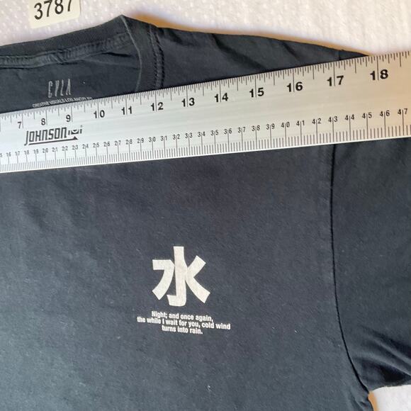 CVLA Men T-shirt size S Short Sleeve Stretchy Cold Wind Turns Into Rain Black - Picture 3 of 8